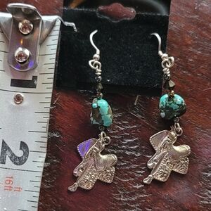 Saddle Earrings with Turquoise Beads